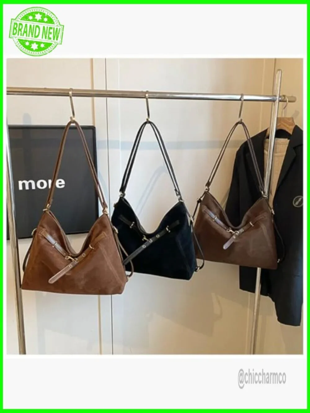 Large Convertible Suede Tote Backpack, Adjustable Strap, Magnetic Closure
